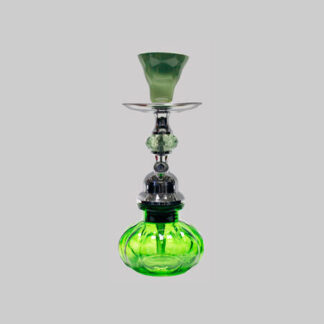 Elegant Arab Hookah with a glass base and stainless steel stem.
