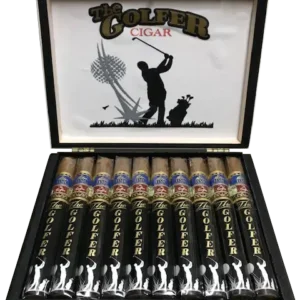 : Close-up of the Golfer Connecticut Toro’s smooth Connecticut wrapper.