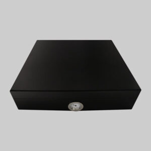 Compact 15-count cigar humidor with Spanish cedar lining and brown finish.