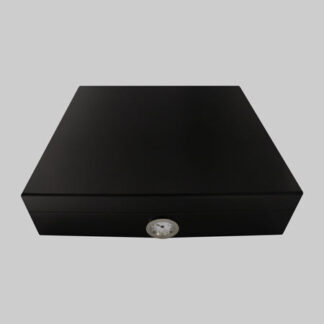 Compact 15-count cigar humidor with Spanish cedar lining and brown finish.
