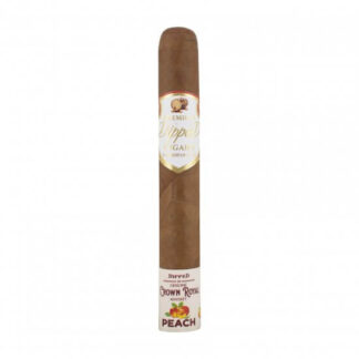 Close-up of Blue Mountain Crown Royal Peach Toro cigar.
