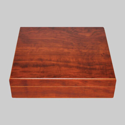 Interior view of the compact cigar humidor with a built-in hygrometer.