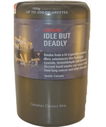Canadian Classic Xtra Rolling Tobacco 100g Tub with Premium Blend.