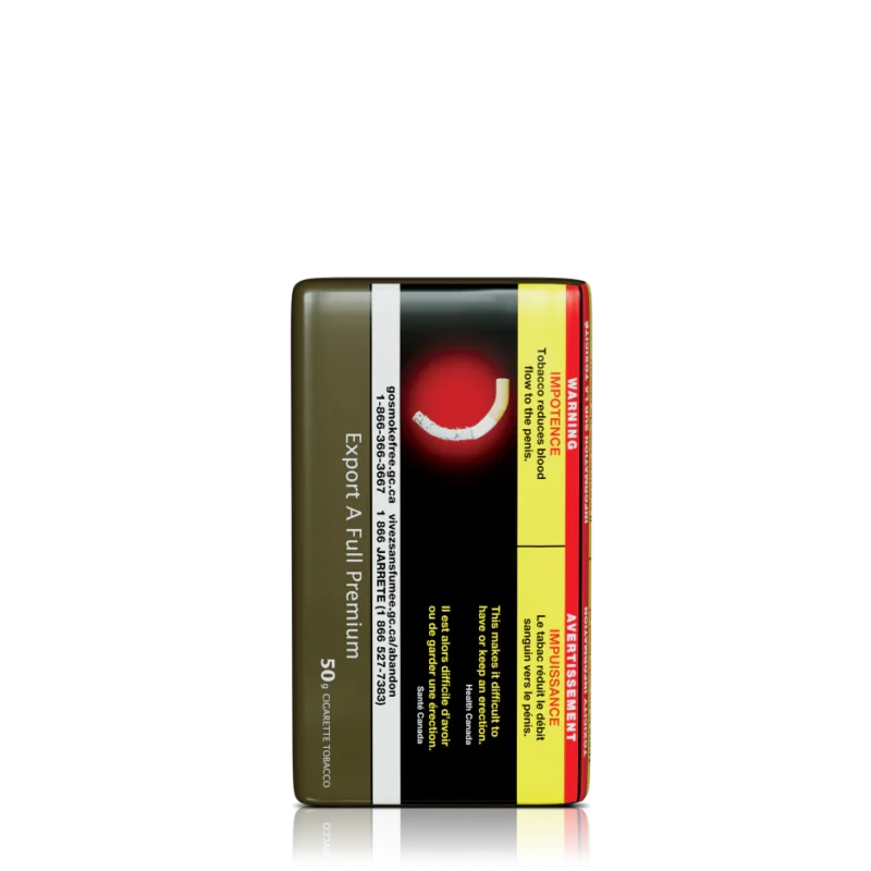A 50g package of Export A Full Plus tobacco. The packaging is predominantly dark green with bold white text and a clean, straightforward design.