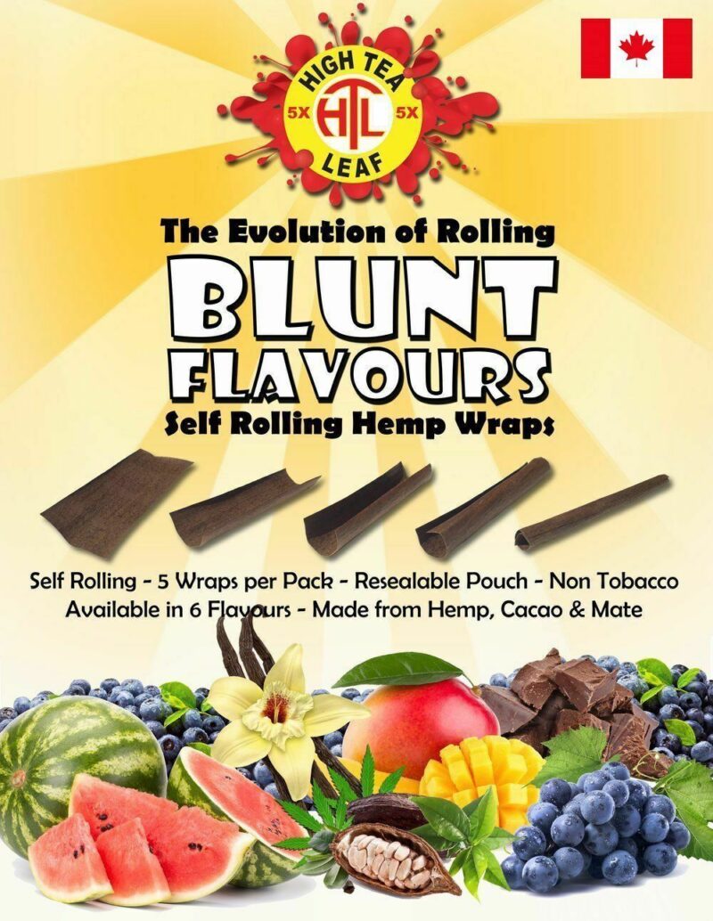 Natural hemp wraps available in Grape, Chocolate, Vanilla, and Natural for a smooth smoking experience.