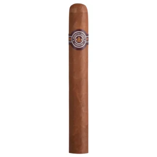 A close-up of the Montecristo No. 4 Cuban cigar, showcasing its smooth, medium-brown wrapper and iconic gold and brown band with the Montecristo logo. The cigar is elegantly placed on a wooden surface, highlighting its premium craftsmanship and classic design.