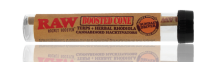 Pre-rolled Rocket Sundae Driver Cone on a rustic wooden surface.