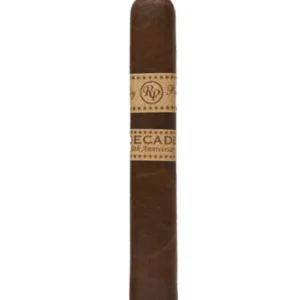 Rocky Patel Decade Robusto cigar with dark Sumatra wrapper and premium fillers.