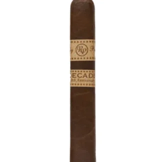 Rocky Patel Decade Robusto cigar with dark Sumatra wrapper and premium fillers.