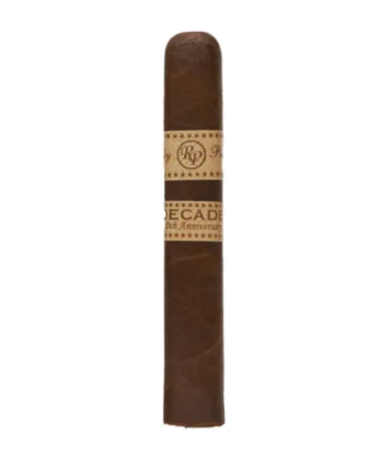 Rocky Patel Decade Robusto cigar with dark Sumatra wrapper and premium fillers.