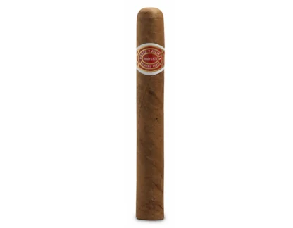 A close-up of a Romeo y Julieta No.3 Cuban cigar, elegantly encased in a cedar-lined aluminum tube with its iconic red and gold band. The cigar rests on a rustic wooden surface, showcasing its smooth, medium-brown wrapper and flawless craftsmanship, symbolizing premium Cuban heritage.