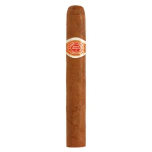 Close-up of a Romeo y Julieta Regalias de Londres Cuban cigar, showcasing its elegant band and smooth, light-brown wrapper, placed on a rustic wooden surface. The cigar exudes craftsmanship and luxury, symbolizing its rich Cuban heritage and refined smoking experience.