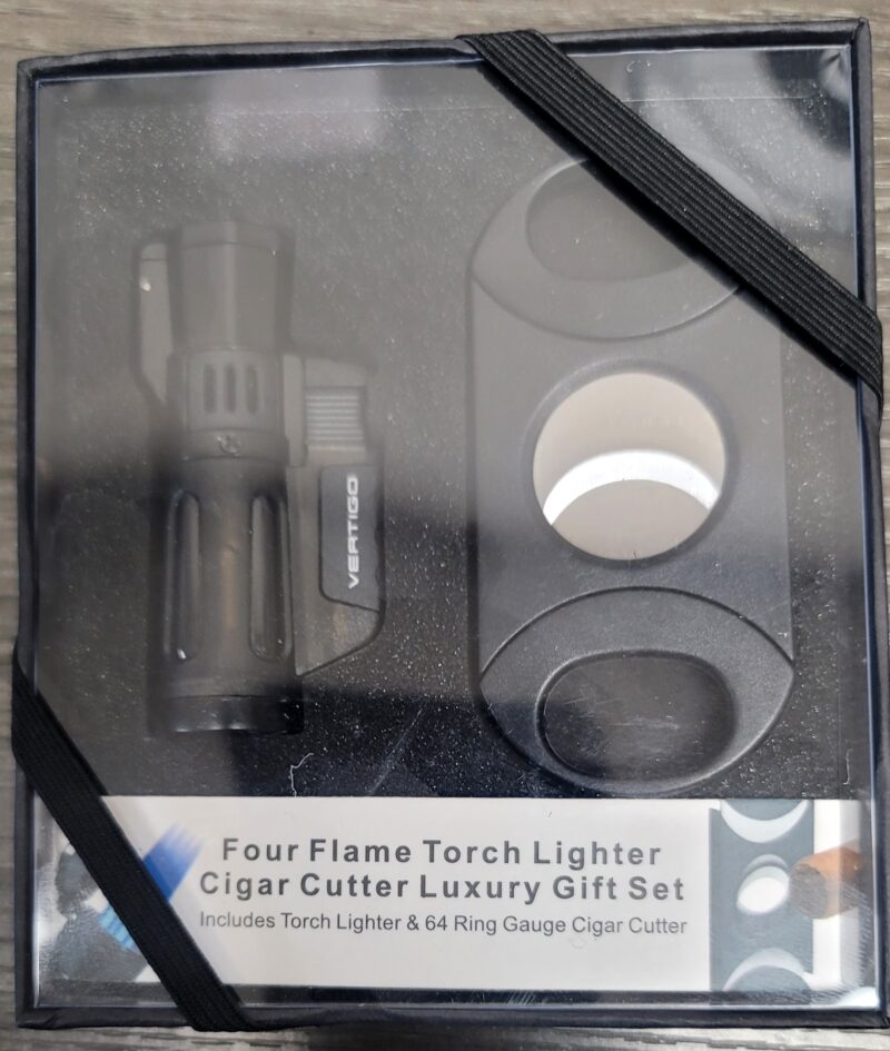 Four Flame Torch Lighter & Cigar Cutter Gift Set