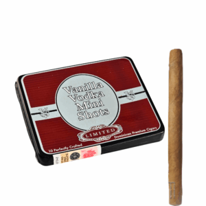 Victor Sinclair Vanilla Vodka Mini Shots Cigarillos in a 10-count box.