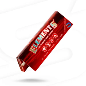 Close-up of Elements Red Slim Slow Burn Rolling Papers single pack.