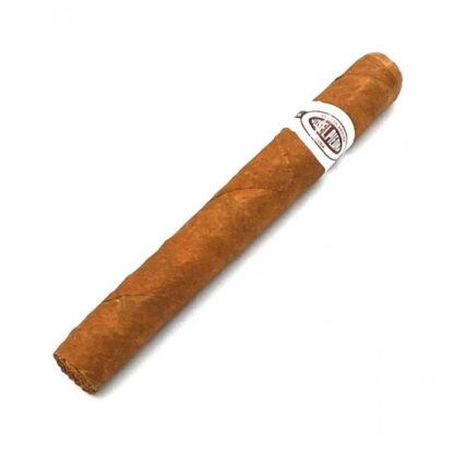 A close-up image of the Jose L. Piedra Brevas Cigar, showcasing its medium brown wrapper with a slight reddish hue and the iconic band featuring the brand's logo in gold and brown. The cigar is placed on a rustic wooden surface, highlighting its premium Cuban craftsmanship.