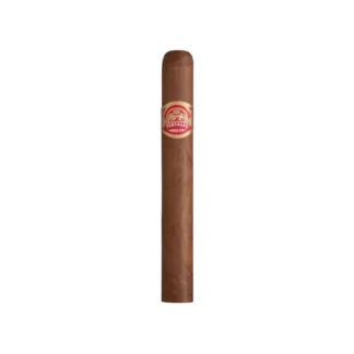 A close-up of the Partagás Mille Fleurs Cuban cigar, featuring its signature red and gold band with intricate detailing. The medium-brown wrapper has a smooth texture, showcasing the premium craftsmanship of this classic cigar. The cigar is elegantly placed on a wooden surface, emphasizing its rich heritage and refined design.