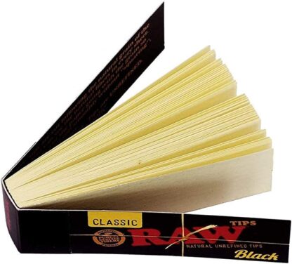 Raw Black Rolling Paper Tips – Ultra-thin and unbleached.