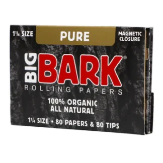 Big Bark Pure Organic Rolling Papers 1 1/4 booklet front view.