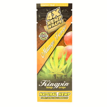 Kingpin Mango Tango Hemp Wraps in resealable pouch.