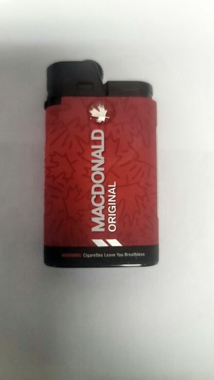 MacDonald Original Logo Lighter – Refillable metal lighter with windproof flame.