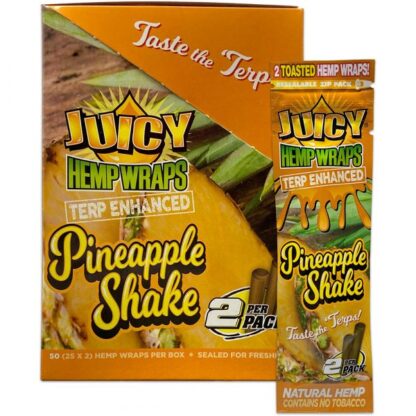 Open Juicy Jay’s Pineapple Shake hemp wraps packaging single pack.