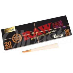 Raw Black King-size pre-rolled cones pack of 20.