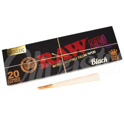 Raw Black King-size pre-rolled cones pack of 20.