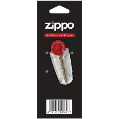 Close-up of Zippo flints inside packaging.