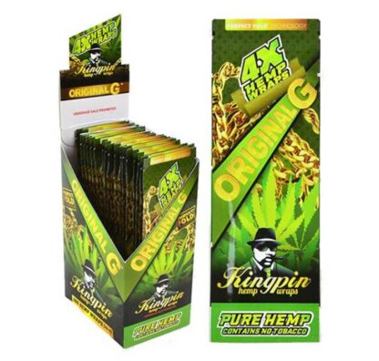 Kingpin Hemp Wraps Original G pack with resealable pouch and box.