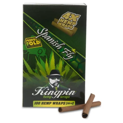 Close-up of Kingpin Spanish Fly hemp wraps texture.