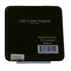 Close-up of Café Crème Original Cigarillos in their classic tin packaging.