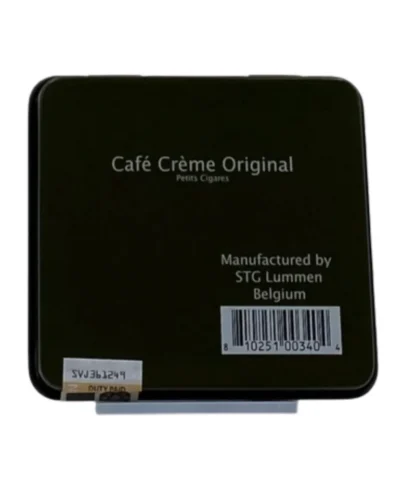 Close-up of Café Crème Original Cigarillos in their classic tin packaging.