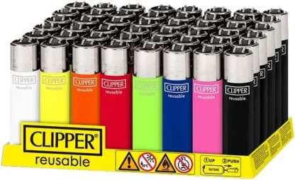 Clipper box of 48 Mini Reuseable lighters.