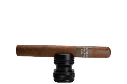 Single Mille Fluer Cuban Cigar displayed on a cigar stand with Canadian band.