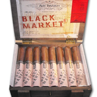 Alec Bradley Black Market Robusto box with 20 premium cigars.