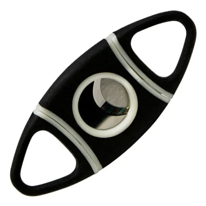 Blink Rubberized Cigar Cutter 54 Gauge Black – Lightweight twin blade cutter with rubberized grip for smooth cigar cuts.