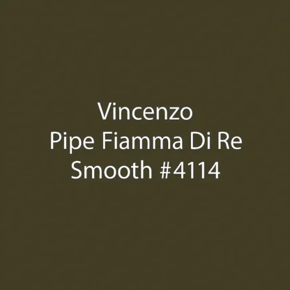 High-resolution image of the Vincenzo Fiamma Di Re Smooth #4114 smoking pipe featuring a polished briarwood finish and curved stem.