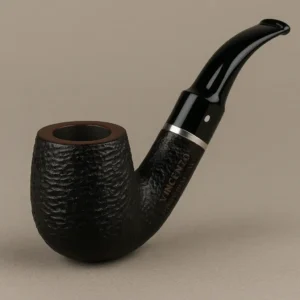 Vincenzo Pipe Parma Black Sandblast #437 resting on desk.