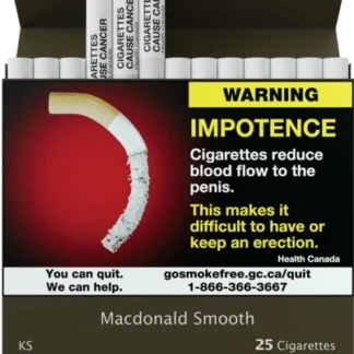 Macdonald Smooth King 25 cigarettes – king size pack of 25, smooth Canadian blend.